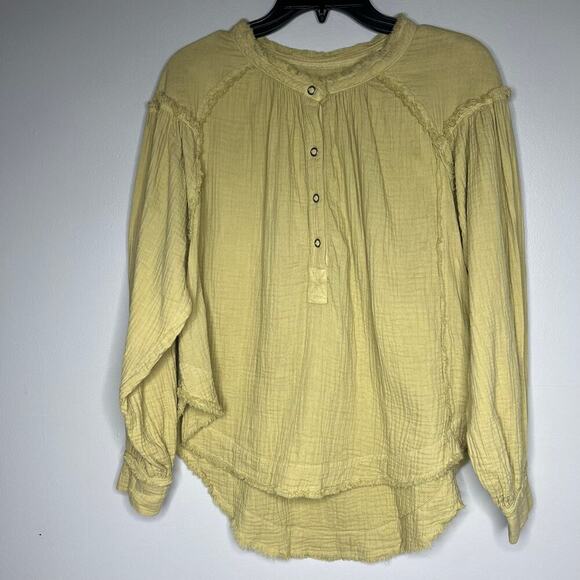 We The Free Lucy Solid SwingTop in Desert Yellow Gauze Size XS Boho Lagenlook - Picture 1 of 10